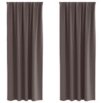 vidaXL Okenice so záclonami 2 pcs Tmavo hnedá Polyester – Obrázok 2