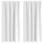 vidaXL Okenice so záclonami 2 pcs Svetlá biela Polyester – Obrázok 2