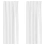 vidaXL Okenice so záclonami 2 pcs Svetlá biela Polyester – Obrázok 2