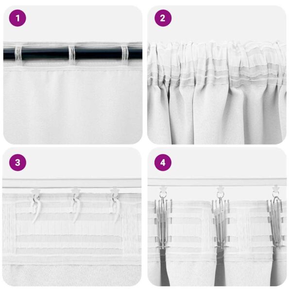 vidaXL Okenice so záclonami 2 pcs Svetlá biela Polyester – Obrázok 6