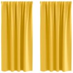 vidaXL Záclony na zatemnenie s krúžkami 2 pcs Horčicová žltá – Obrázok 2