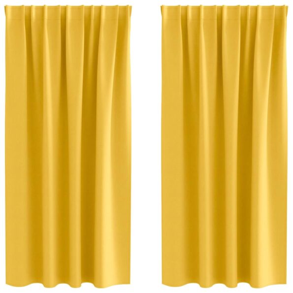 vidaXL Záclony na zatemnenie s krúžkami 2 pcs Horčicová žltá – Obrázok 2