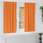 vidaXL Okenice so záclonami 2 pcs Oranžová Polyester