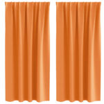 vidaXL Okenice so záclonami 2 pcs Oranžová Polyester – Obrázok 2