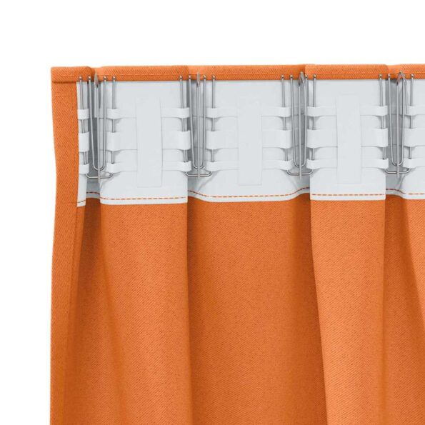 vidaXL Okenice so záclonami 2 pcs Oranžová Polyester – Obrázok 4