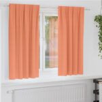 vidaXL Okenice so záclonami 2 pcs Tehlová Polyester