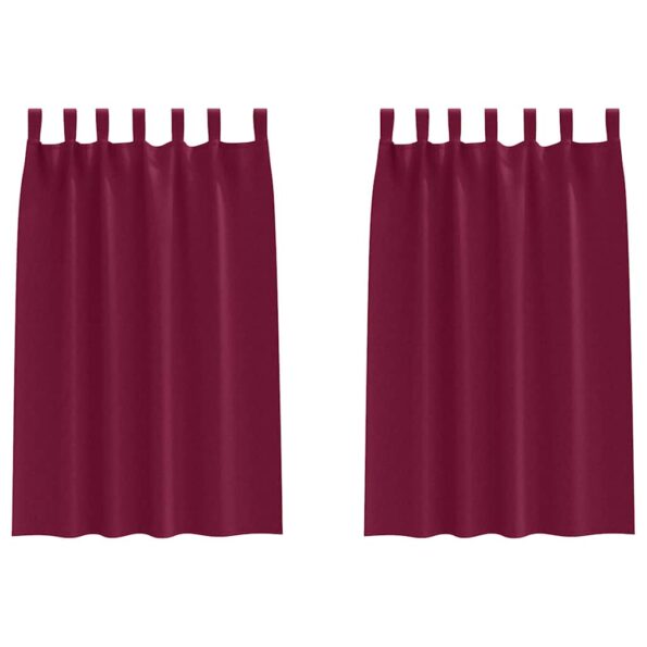 vidaXL Okenice so záclonami 2 pcs vínovo červená Polyester – Obrázok 2