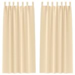 vidaXL Okenice so záclonami 2 pcs Krémová Polyester – Obrázok 2