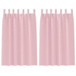 vidaXL Okenice so záclonami 2 pcs Bábätková ružová Polyester – Obrázok 2
