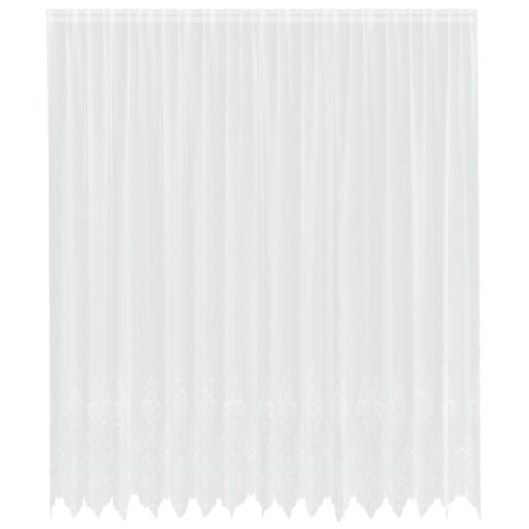 vidaXL Čipková záclona so záclonami Kvetinový Biela 400 x 280 cm Polyester – Obrázok 2
