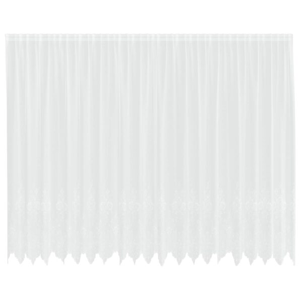 vidaXL Čipková záclona so záclonami Kvetinový Biela 500 x 245 cm Polyester – Obrázok 2