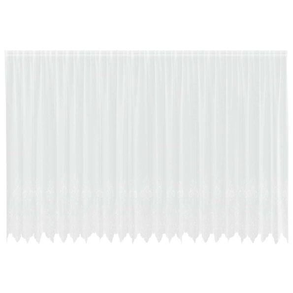 vidaXL Čipková záclona so záclonami Kvetinový Biela 600 x 245 cm Polyester – Obrázok 2