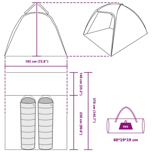 vidaXL Stan chata so strechou Modrá 370 x 230 x 185 cm taft – Obrázok 11