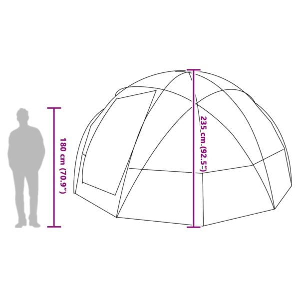 vidaXL Dómový stan so strechou Zelená 475 x 475 x 235 cm taft – Obrázok 11
