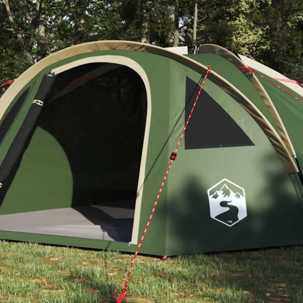 vidaXL Kempingový stan so strechou Zelená 308 x 268 x 130 cm Polyester – Obrázok 3
