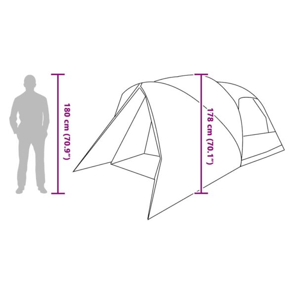 vidaXL Dómový stan pre 4 osoby so strechou Zelená 455 x 252 x 178 cm – Obrázok 12