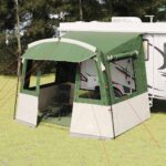 vidaXL Stan na zadné dvere pre karavan Zelená 352 x 250 x 240 cm