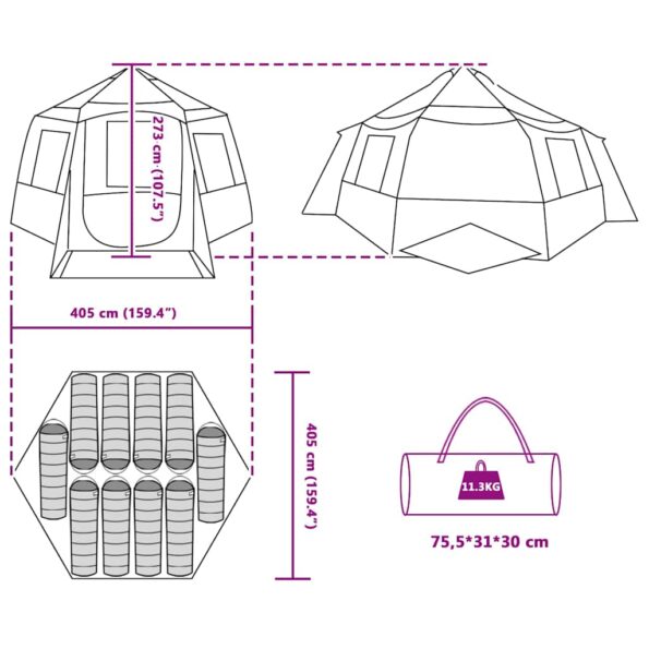 vidaXL Stan pre 12 osôb so strechou Modrá a šedá 405 x 405 x 273 cm – Obrázok 13