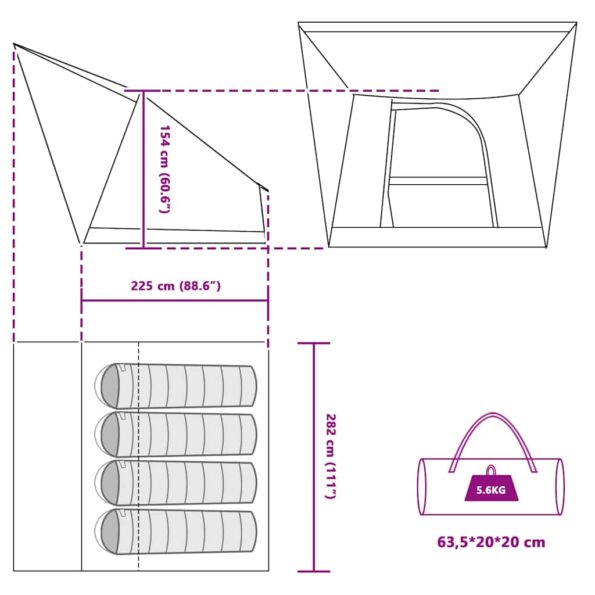 vidaXL Stan Modrá 282 x 225 x 154 cm – Obrázok 11