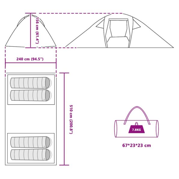 vidaXL Stan so strechou Iný Zelená a čierna 510 x 240 x 156 cm Polyester – Obrázok 9