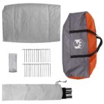 vidaXL Tipi stan so strechou Šedá a oranžová 383 x 338 x 217 cm taft – Obrázok 9