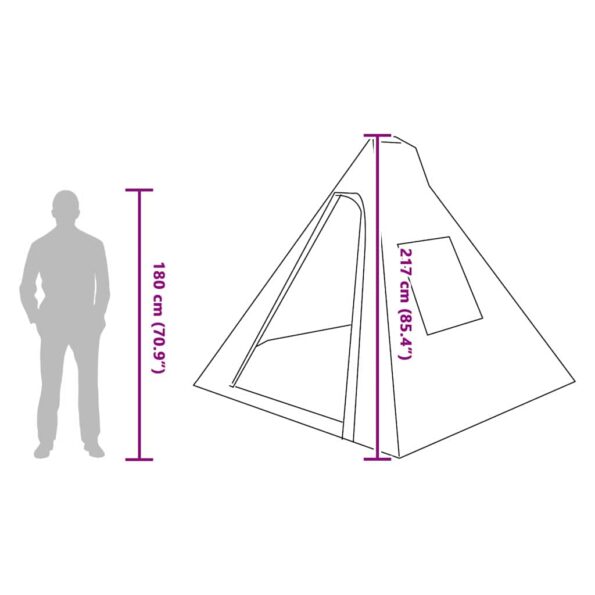 vidaXL Tipi stan so strechou Šedá a oranžová 383 x 338 x 217 cm taft – Obrázok 11
