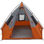 vidaXL Tipi stan so strechou Šedá a oranžová 383 x 338 x 217 cm taft – Obrázok 3