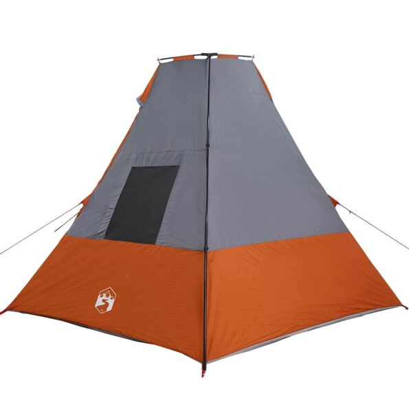 vidaXL Tipi stan so strechou Šedá a oranžová 383 x 338 x 217 cm taft – Obrázok 4