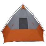 vidaXL Tipi stan so strechou Šedá a oranžová 383 x 338 x 217 cm taft – Obrázok 5