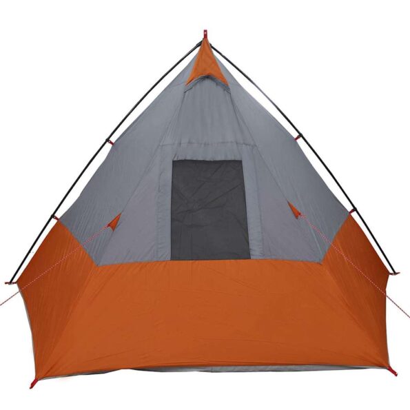 vidaXL Tipi stan so strechou Šedá a oranžová 383 x 338 x 217 cm taft – Obrázok 5