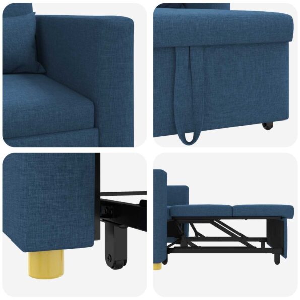 vidaXL 3-v-1 jednolôžková pohovka modrá textília – Obrázok 8