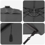 vidaXL Slnečník s bočným podpěrami Roma 286 x 285 x 270 cm Hliník – Obrázok 8