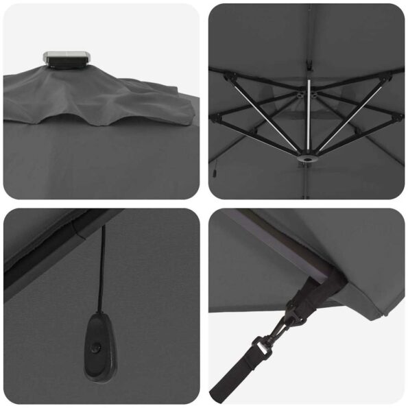 vidaXL Slnečník s bočným podpěrami Roma 286 x 285 x 270 cm Hliník – Obrázok 8