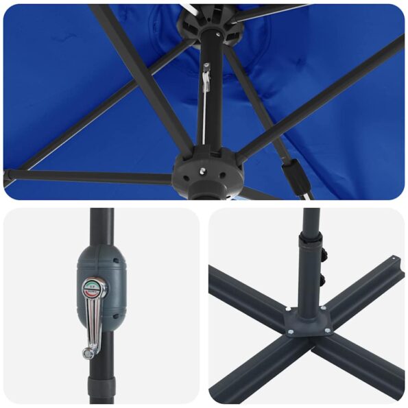 vidaXL Záhradný slnečník Modrá 380 x 196 x 235 cm – Obrázok 9