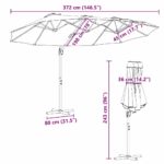 vidaXL Záhradný bočný slnečník so zámkom Antracit 372 x 198 x 253 cm – Obrázok 13