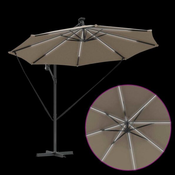 vidaXL Kantileverový banánový parasol Sivohnedá 294 x 294 x 248 cm – Obrázok 11