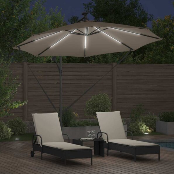 vidaXL Kantileverový banánový parasol Sivohnedá 294 x 294 x 248 cm – Obrázok 4