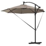 vidaXL Kantileverový banánový parasol Sivohnedá 294 x 294 x 248 cm – Obrázok 8