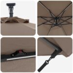 vidaXL Kantileverový banánový parasol Sivohnedá 294 x 294 x 248 cm – Obrázok 9
