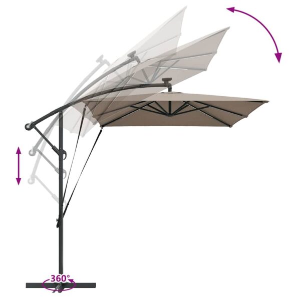 vidaXL Kantileverový banánový parasol Sivohnedá 294 x 200 x 254 cm – Obrázok 13