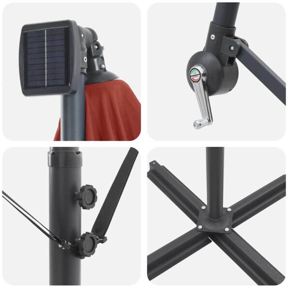 vidaXL Kantileverový banánový parasol Tehlová 294 x 200 x 254 cm – Obrázok 10