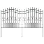 vidaXL Záhradný plot Sivá 165 cm Povrchovo upravená oceľ – Obrázok 2