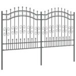 vidaXL Záhradný plot Sivá 165 cm Povrchovo upravená oceľ – Obrázok 3