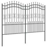 vidaXL Záhradný plot Sivá 190 cm Povrchovo upravená oceľ – Obrázok 3