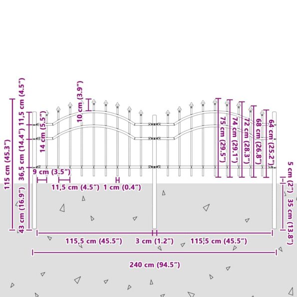 vidaXL Záhradný plot Biela 115 cm Povrchovo upravená oceľ – Obrázok 4