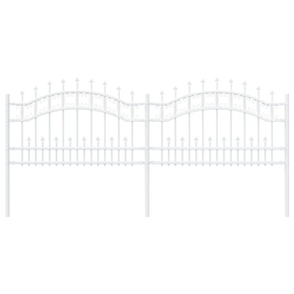 vidaXL Záhradný plot Biela 115 cm Povrchovo upravená oceľ – Obrázok 2