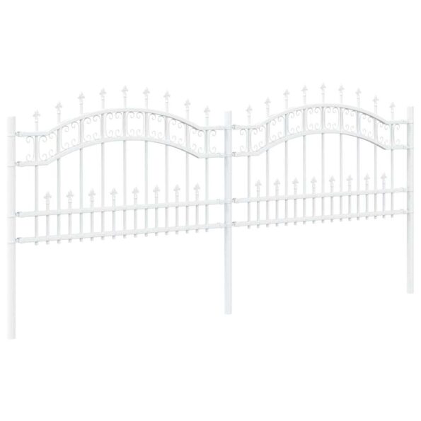 vidaXL Záhradný plot Biela 115 cm Povrchovo upravená oceľ – Obrázok 3
