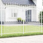 vidaXL Záhradný plot Biela 190 cm Povrchovo upravená oceľ