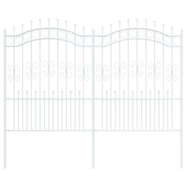 vidaXL Záhradný plot Biela 190 cm Povrchovo upravená oceľ – Obrázok 2