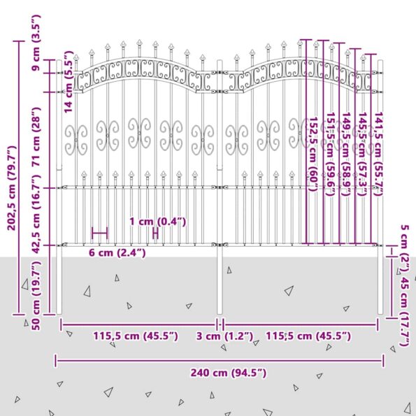 vidaXL Záhradný plot Biela 190 cm Povrchovo upravená oceľ – Obrázok 4